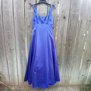 Vintage Zum Zum Dress Maxi Size 11/12 Royal Blue Empire Waist Square Neck y2k